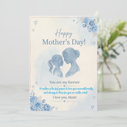 Elegant Blue Watercolor Mother’s Day Card  招待状 (スタンド正面)