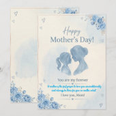 Elegant Blue Watercolor Mother’s Day Card  招待状 (正面/裏面)