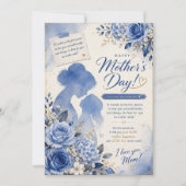 Elegant Blue Watercolor Mother’s Day Card  招待状 (正面)