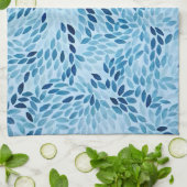 ​Elegant Blue Watercolor Petals Artisan  キッチンタオル (折り畳み)