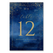 Elegant Blue Watercolor Speckles テーブルナンバー (裏面)