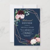 elegant blue wedding dinner invitation 招待状 (正面)