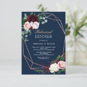 elegant blue wedding dinner invitation 招待状 (スタンド正面)
