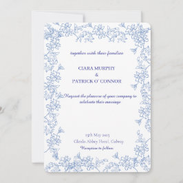 Elegant Blue Wedding Invitation セーブザデート