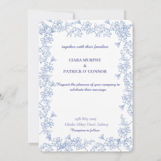 Elegant Blue Wedding Invitation セーブザデート