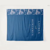 Elegant Blue Wedding Invitation タペストリー (正面(横))