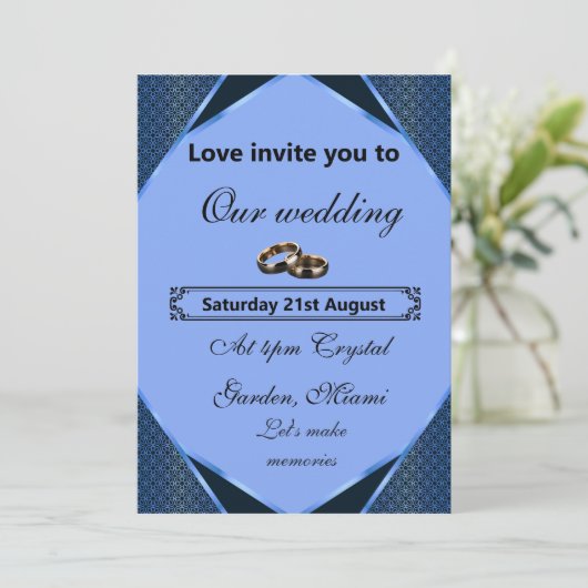 Elegant Blue Wedding Invitation 招待状 (スタンド正面)