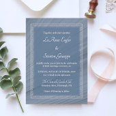 Elegant Blue Wedding Invitation | Dotted Frame 招待状