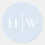 Elegant Blue Wedding Monogram ラウンドシール (正面)