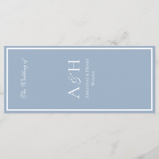 Elegant Blue Wedding Reception Dinner Menu メニュー (裏面)