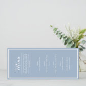 Elegant Blue Wedding Reception Dinner Menu メニュー (スタンド正面)