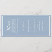 Elegant Blue Wedding Reception Dinner Menu メニュー (正面)