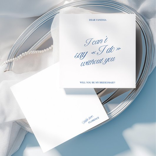 Elegant Blue & White Bridesmaid Proposal Card 招待状