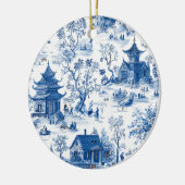 Elegant Blue & White Chinoiserie Design Ornament セラミックオーナメント (左)