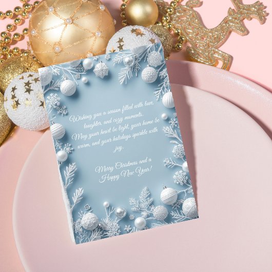 Elegant Blue & White Christmas Holiday Card シーズンカード