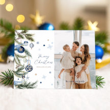Elegant Blue White Christmas Ornament Photo