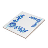 Elegant Blue & White Floral Pattern Mediterranean  タイル (側面)