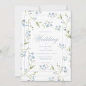 Elegant Blue & White Floral Wedding Invitation 招待状 (正面)