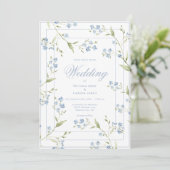 Elegant Blue & White Floral Wedding Invitation 招待状 (スタンド正面)