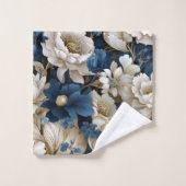 Elegant blue white flowers chic modern bath towel  バスタオルセット (ウォッシュタオル)