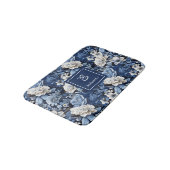 Elegant Blue White Flowers Personalized Bath Mat バスマット (アングル)
