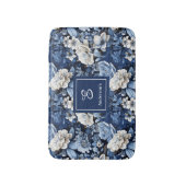 Elegant Blue White Flowers Personalized Bath Mat バスマット (正面縦)