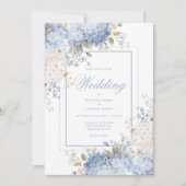 Elegant Blue & White Hydrangeas Wedding Invitation 招待状 (正面)