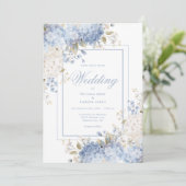 Elegant Blue & White Hydrangeas Wedding Invitation 招待状 (スタンド正面)