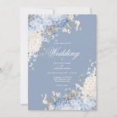 Elegant Blue White Hydrangeas Wedding Invitation 招待状 (正面)