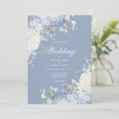 Elegant Blue White Hydrangeas Wedding Invitation 招待状 (スタンド正面)