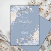 Elegant Blue White Hydrangeas Wedding Invitation 招待状