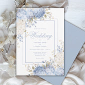 Elegant Blue & White Hydrangeas Wedding Invitation 招待状