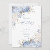 Elegant Blue White Hydrangeas Wedding Invitation 招待状 (正面)