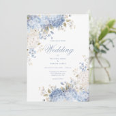 Elegant Blue White Hydrangeas Wedding Invitation 招待状 (スタンド正面)