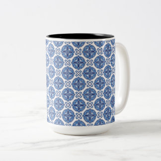 Elegant blue& white Moroccan  pattern  ツートーンマグカップ