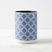 Elegant blue& white Moroccan  pattern  ツートーンマグカップ (中央)