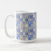 Elegant blue& white Portuguese Azulejo pattern  コーヒーマグカップ (左)