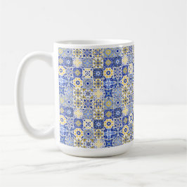 Elegant blue& white Portuguese Azulejo pattern  コーヒーマグカップ