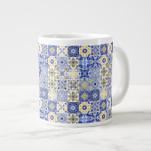 Elegant blue& white Portuguese Azulejo pattern  ジャンボコーヒーマグカップ (正面右)