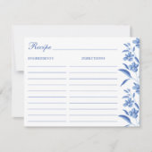 Elegant Blue & White Recipe Cards ノートカード (正面)