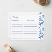 Elegant Blue & White Recipe Cards ノートカード (正面/裏面インサイチュ)