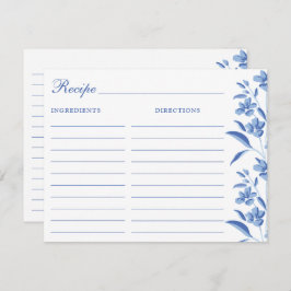 Elegant Blue & White Recipe Cards ノートカード