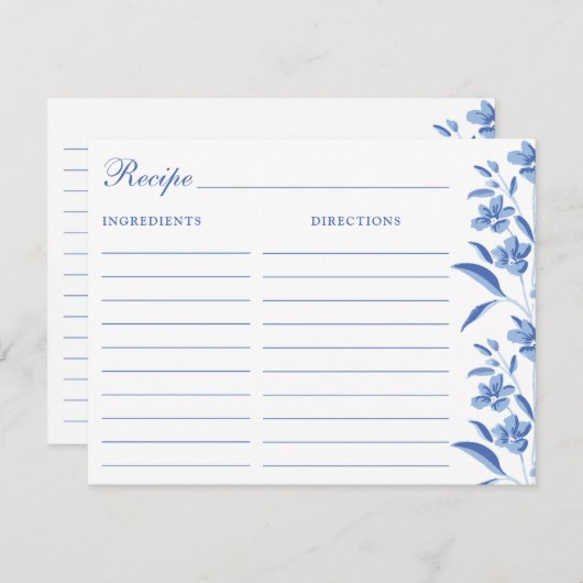 Elegant Blue & White Recipe Cards ノートカード (正面/裏面)
