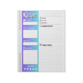 Elegant Blue & White Sheets | Refill Recipe Pages ノートパッド (回転)