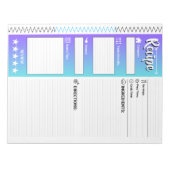 Elegant Blue & White Sheets | Refill Recipe Pages ノートパッド (正面)