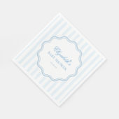 Elegant Blue White Stripes Wavy Scalloped Frame  スタンダードランチョンナプキン (角)