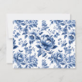 Elegant Blue White Vintage Rose Floral ノートカード (裏面)