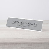 Elegant Blue & White with Name Title Simple Line  デスクネームプレート (正面)