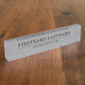 Elegant Blue & White with Name Title Simple Line  デスクネームプレート (側面)