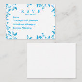 elegant  blue wild flowers rsvp card エンクロージャーカード (正面/裏面)